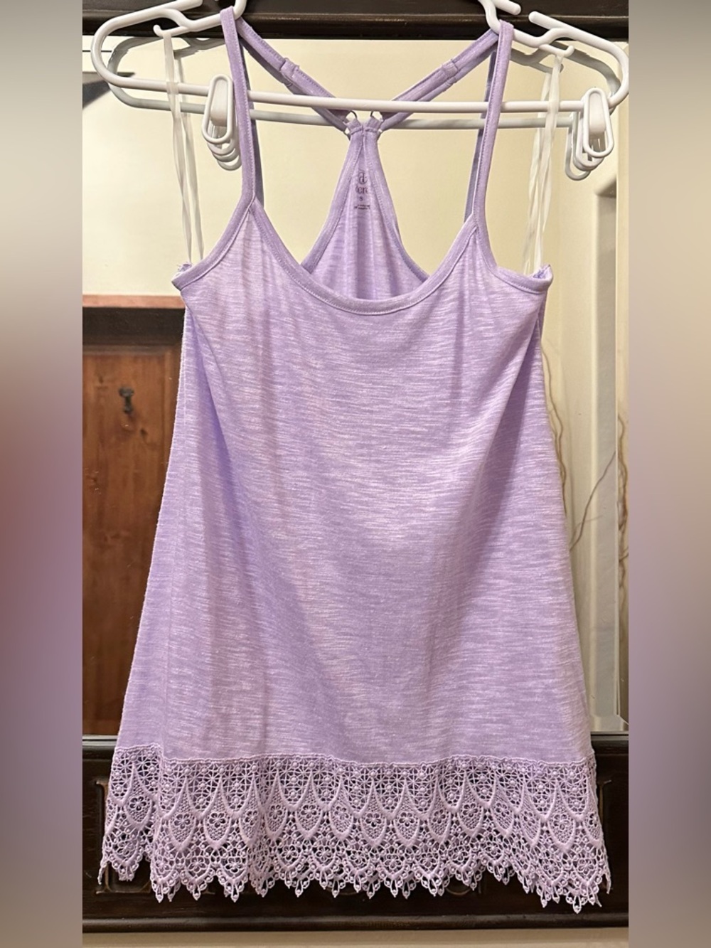 Decree Light Lavender Lace-Hem Racerback Camisole